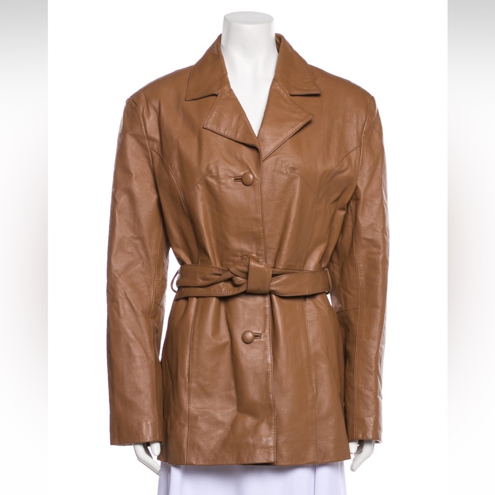 Vintage Versace leather jacket or trench coat with a belt